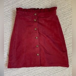 Forever 21 Burgundy Suede Button A line Skirt